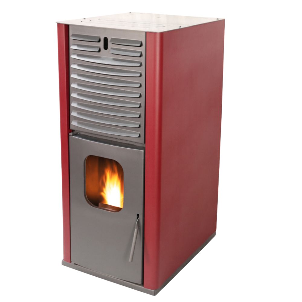 Pellet stove with back boiler Mytherm IOLI TSA 18 red, with fan, 18kW | Pellet Stoves With Back Boiler | Pellet Stoves |