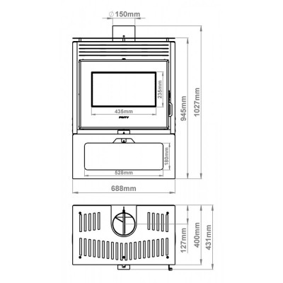Wood burning stove Prity PM3 E, 10.8kW, Log - Product Comparison