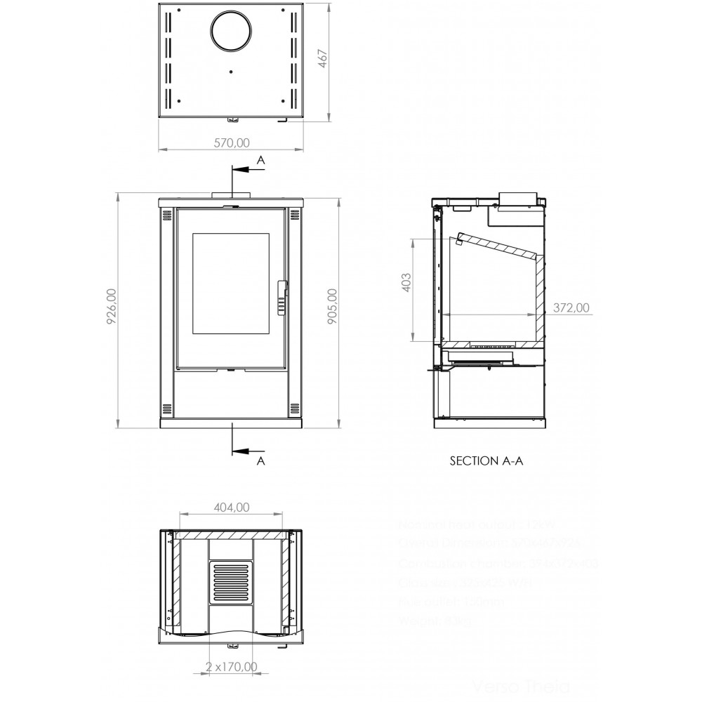 Wood burning stove Verso Theia, Ivory, 9kW | Wood Burning Stoves | Stoves |