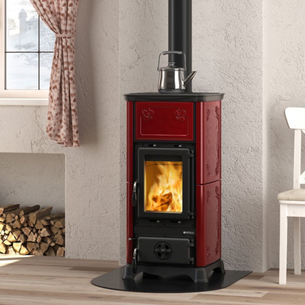 Italian wood burning stove with oven La Nordica Emiliana red, 6.5kW | Italian wood burning stoves and fireplaces |  |