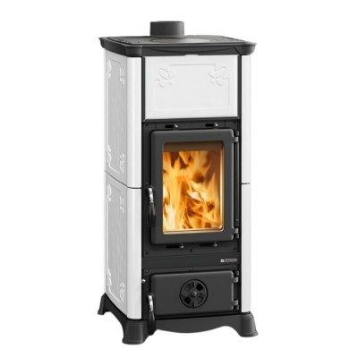 Italian wood burning stove with cooktop La Nordica Emiliana, White, 6.5kW - Italian wood burning stoves and fireplaces