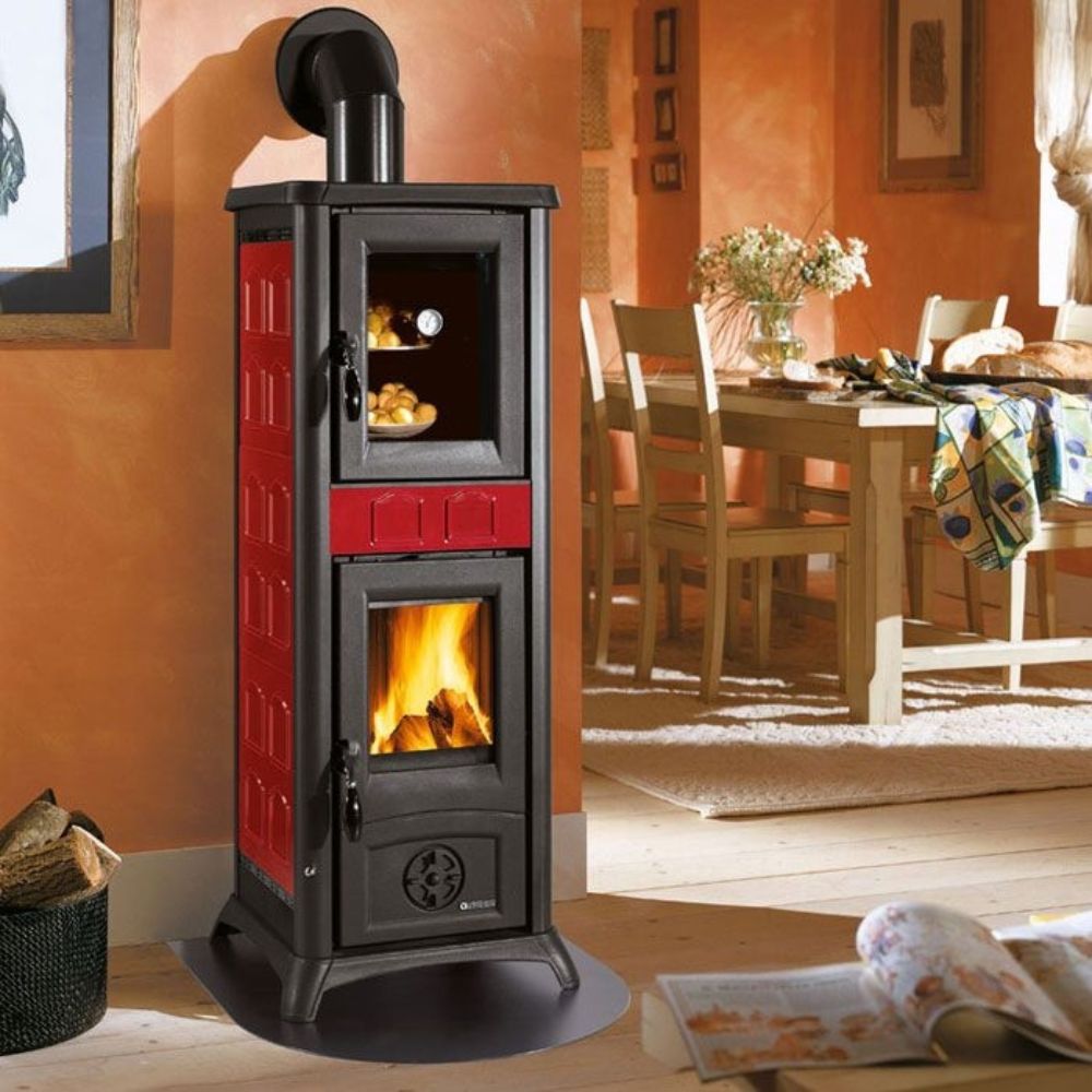 Italian wood burning stove with oven La Nordica Gemma Forno 5.0 red, 7.3kW | Italian wood burning stoves and fireplaces |  |