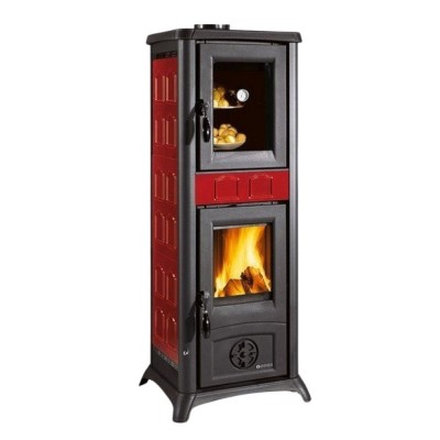 Italian wood burning stove with oven La Nordica Gemma Forno 5.0 red, 7.3kW - Italian wood burning stoves and fireplaces