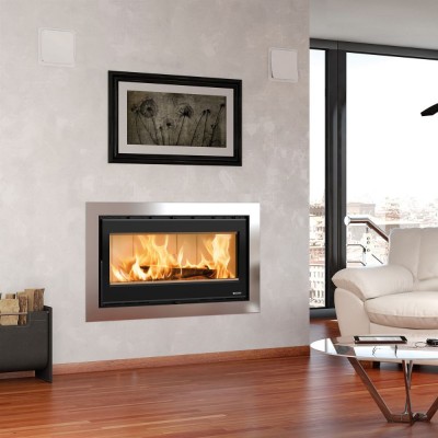 Italian cast iron wood burning fireplace La Nordica Inserto 100 Wide, 8.1kW - Italian wood burning stoves and fireplaces