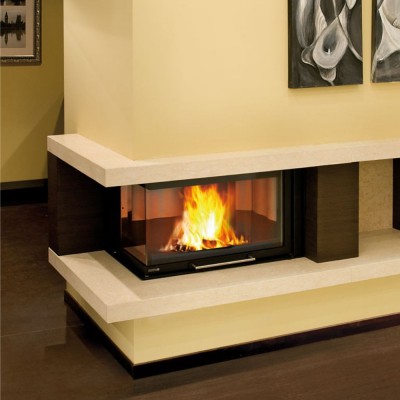 Italian cast iron wood burning fireplace La Nordica Monoblocco 800 Angolo left, 10.0kW - Italian wood burning stoves and fireplaces