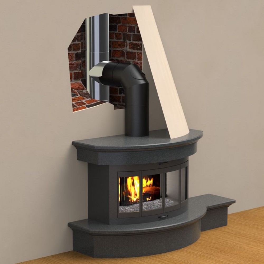 Black steel flue pipe MK NERO with damper and cleaning opening, Straight, Length 0.5m, Ø150 | Stove pipes | Chimney |