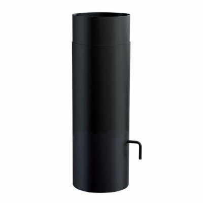 Black steel flue pipe MK NERO with damper and cleaning opening, Straight, Length 0.5m, Ø130 - Chimney