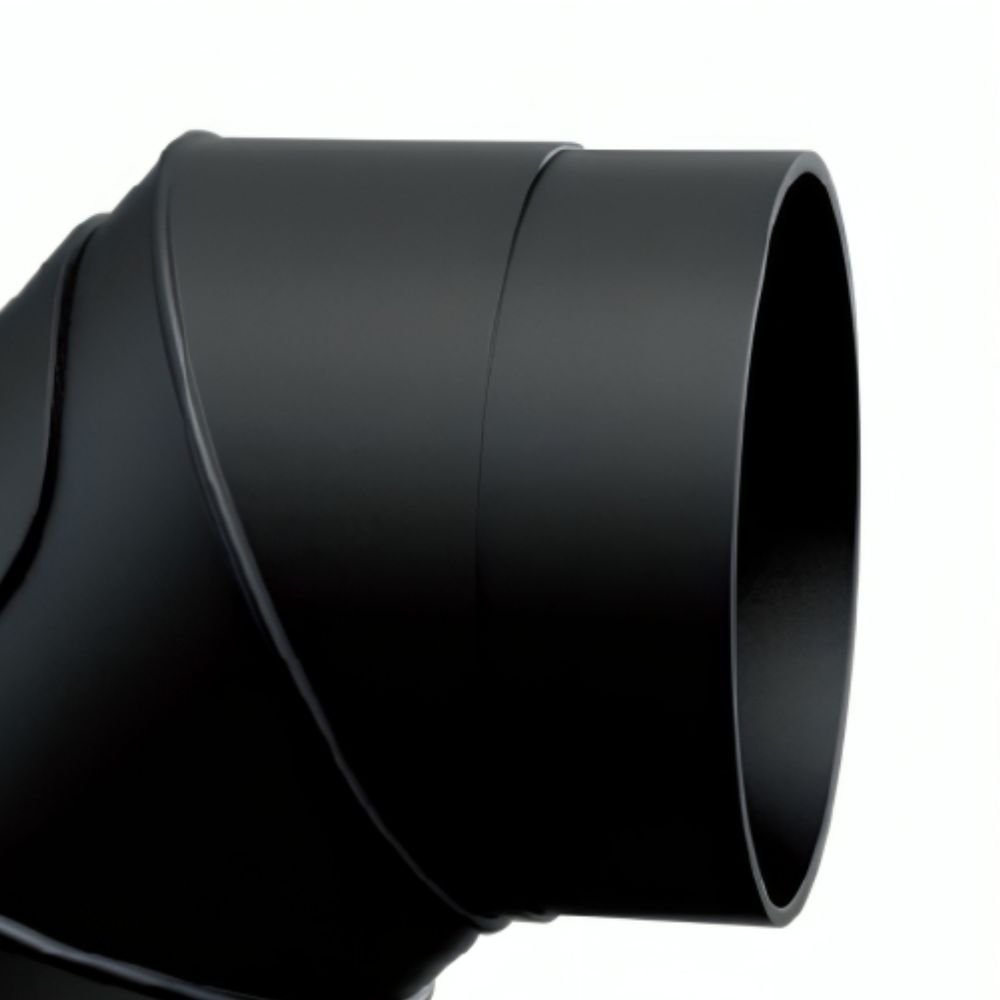 Flue pipe elbow 90° MK NERO with cleaning opening, Steel, Black, Ø130 | Stove pipes | Chimney |