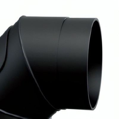 Flue pipe elbow 90° MK NERO with cleaning opening, Steel, Black, Ø130 - Chimney