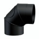 Flue pipe elbow 90° MK NERO with cleaning opening, Steel, Black, Ø130 | Stove pipes | Chimney |