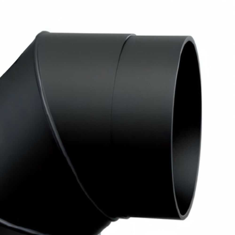 Stove pipe elbow 90° MK NERO, Steel, Black, Ø130 | Stove pipes | Chimney |