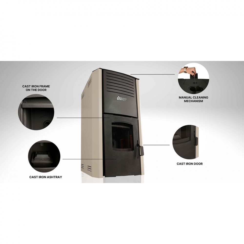 Pellet boiler stove Balkan Energy Sofia Black, 25kW | Pellet Stoves With Back Boiler | Pellet Stoves |