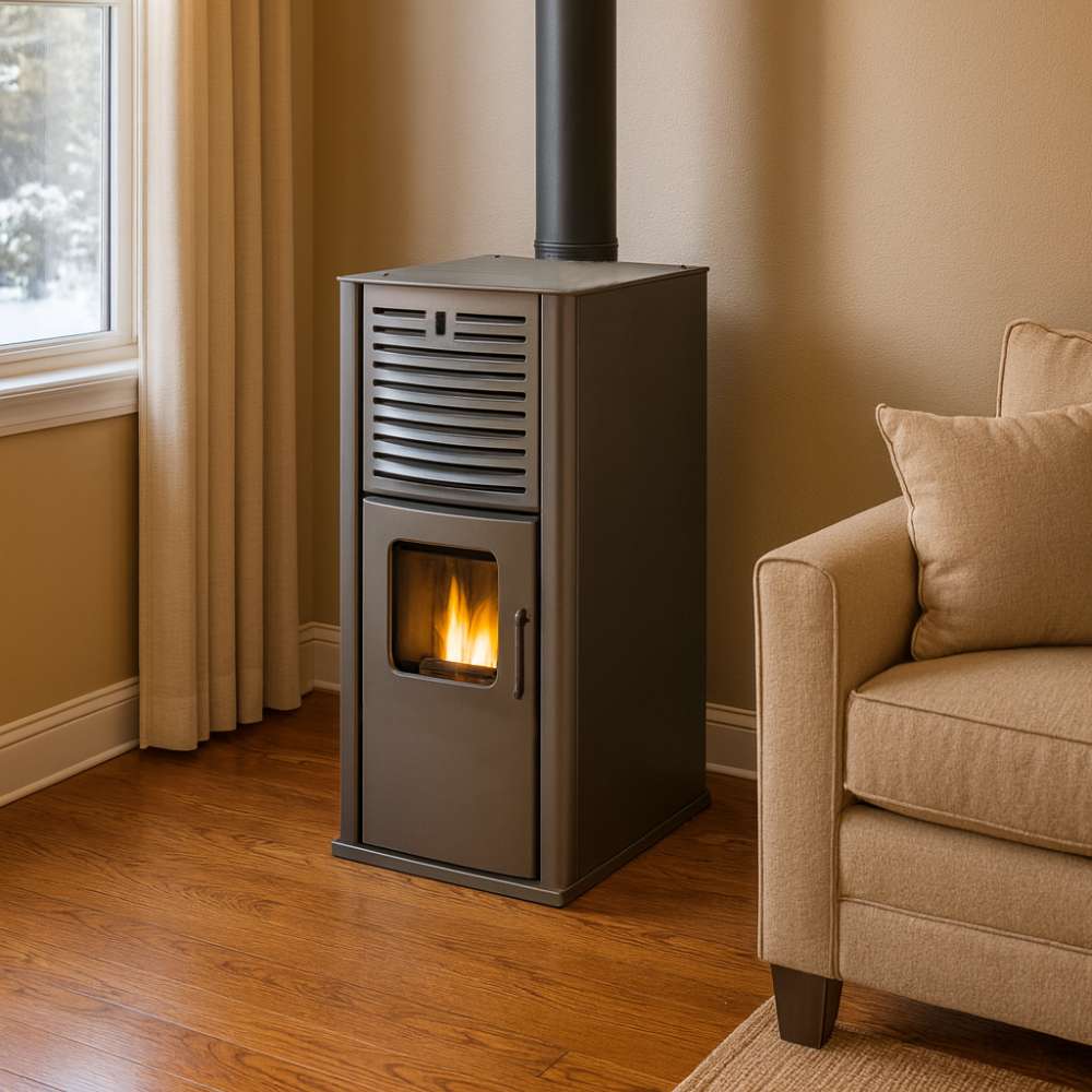 Pellet stove with back boiler Mytherm IOLI TS 18 grey, 18kW | Pellet Stoves With Back Boiler | Pellet Stoves |