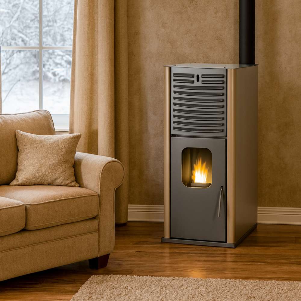 Pellet stove with back boiler Mytherm IOLI TSA 21 beige, with fan, 23.5kW | Pellet Stoves With Back Boiler | Pellet Stoves |