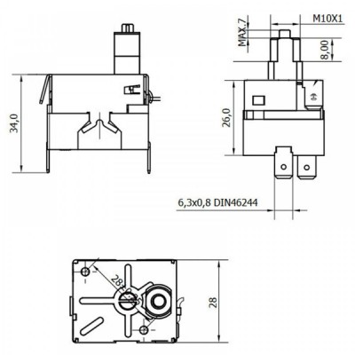 Male power supply plug for pellet stove AC IEC C13 with ON-OFF switch - Electronics for Pellet Stoves