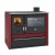 Wood burning cooker with back boiler Prity GT W10 Red, with stainless steel oven, steel hop and drawer, 13.3 kW