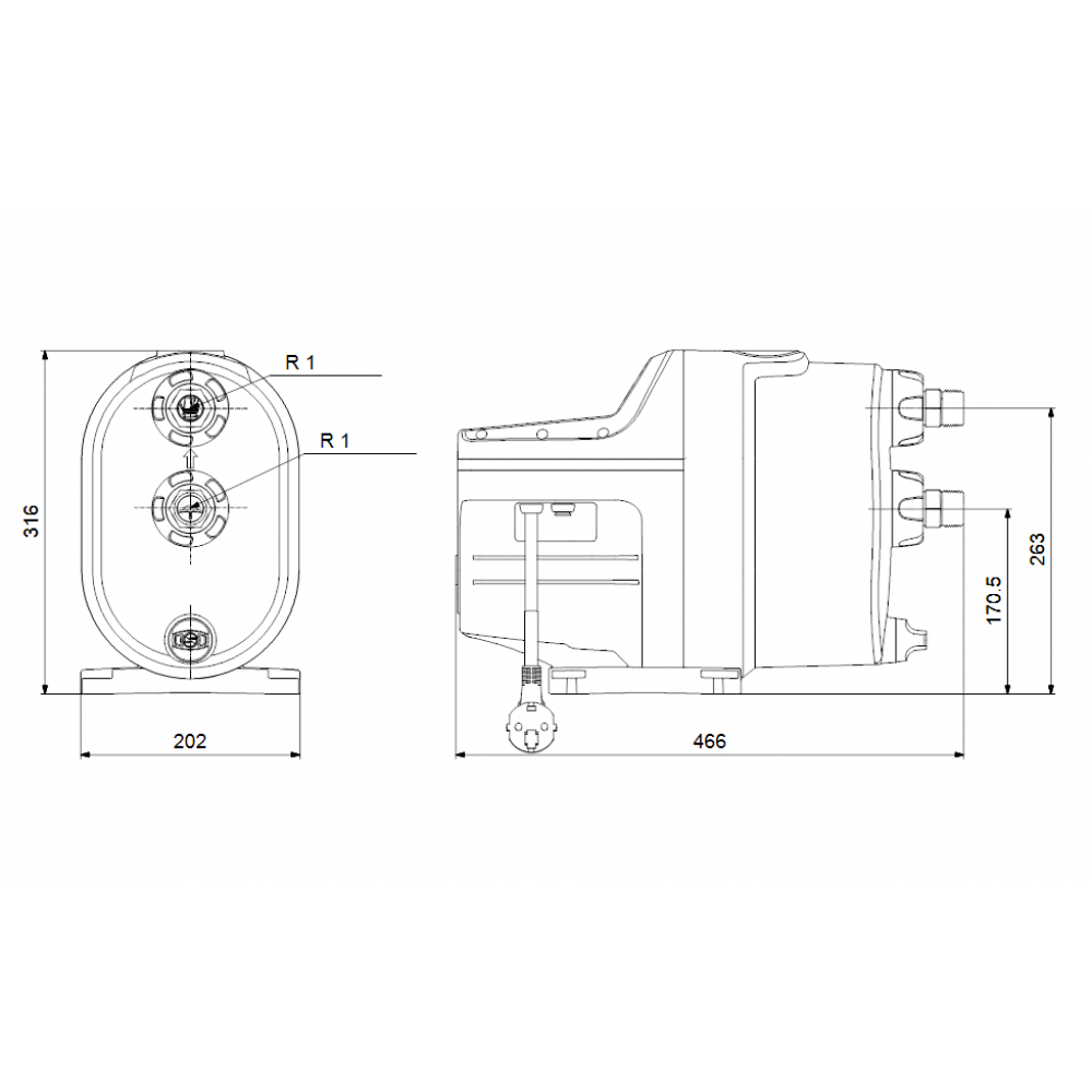 Single-phase hydrophore pump GRUNDFOS SCALA1 5-55, power 1200 W, flow 5.33 m³/h, pump head 52 m, pressure 8 bar | Hydrophore Pumps | Water Pumps |