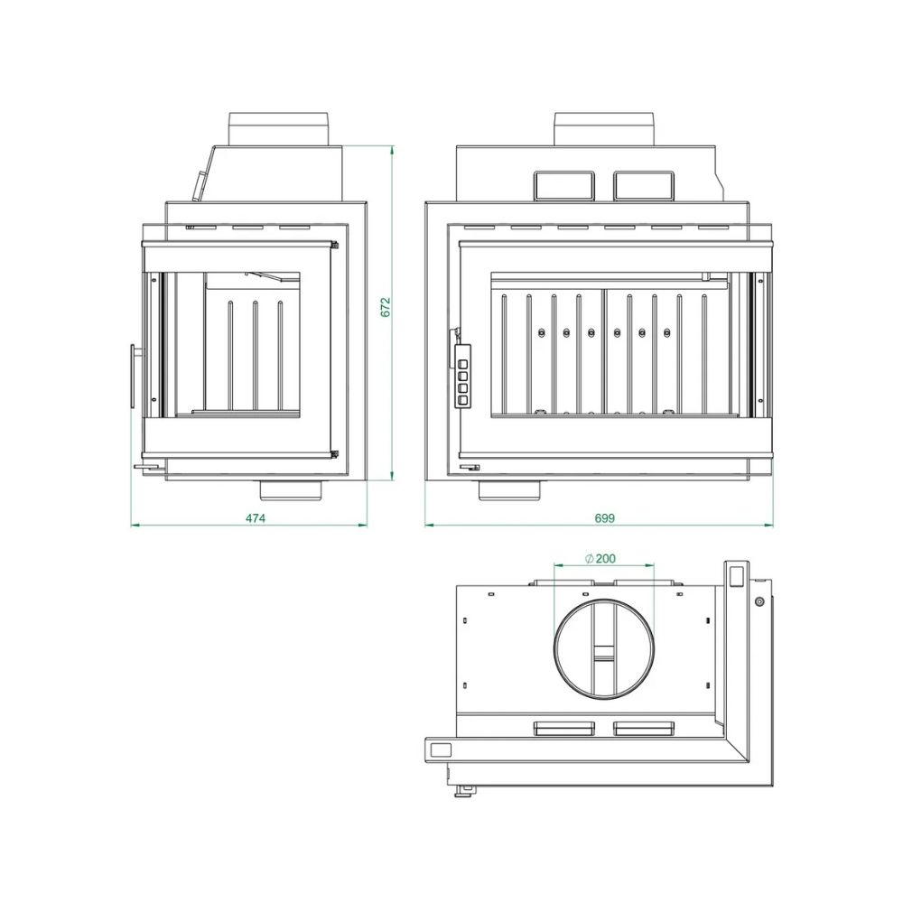 Wood Burning Fireplace  UNIFLAM 600 DURO S with air supply, left side, 11kW | Wood Burning Fireplace Inserts | Wood Burning Fireplaces |