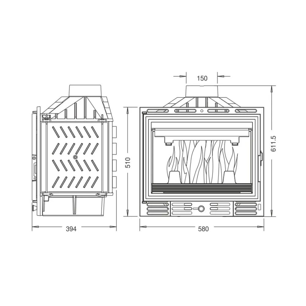 Wood Burning Fireplace UNIFLAM 600 ECO with damper, 8kW | Cast Iron Fireplaces | Wood Burning Fireplaces |