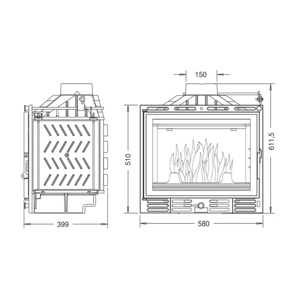 Wood Burning Fireplace UNIFLAM 600 PLUS ECO with damper, 8kW | Cast Iron Fireplaces | Wood Burning Fireplaces |