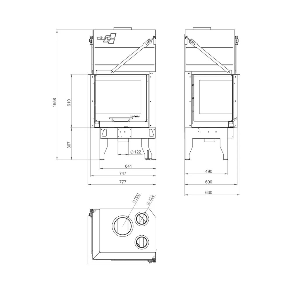 Wood Burning Fireplace UNIFLAM 660 DURO with air ducts and air supply, left side, 10.25kW | Wood Burning Fireplace Inserts | Wood Burning Fireplaces |