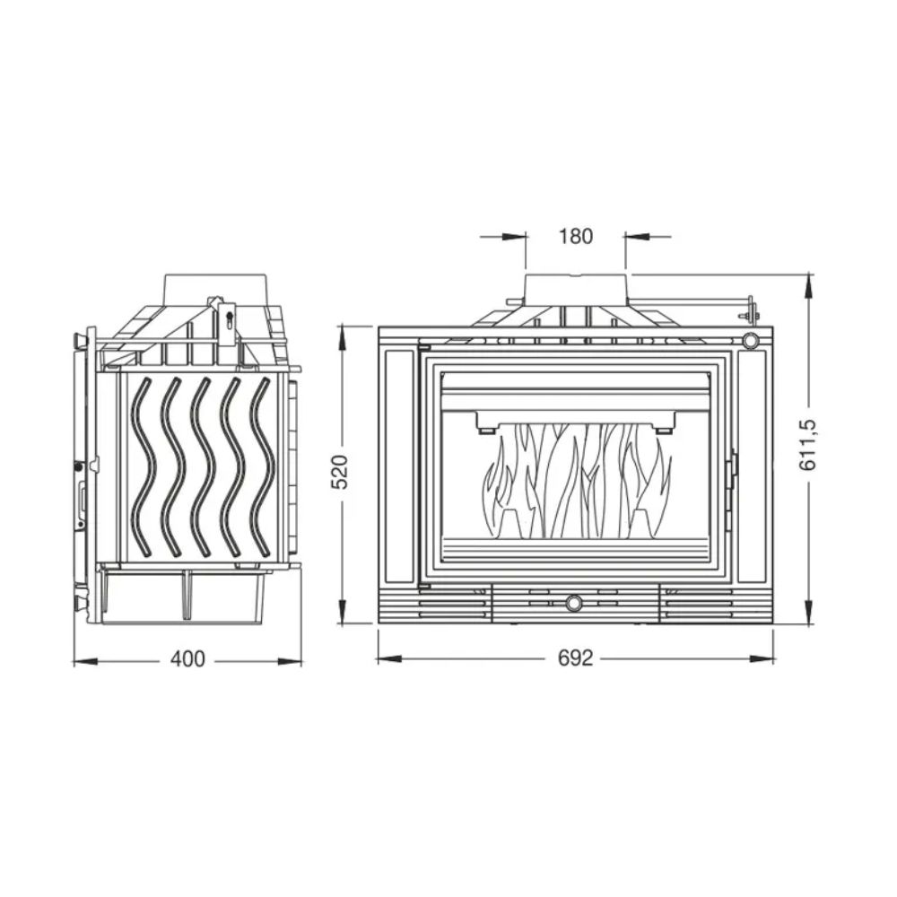 Wood Burning Fireplace UNIFLAM 700 ECO with damper and air supply, 8kW | Cast Iron Fireplaces | Wood Burning Fireplaces |