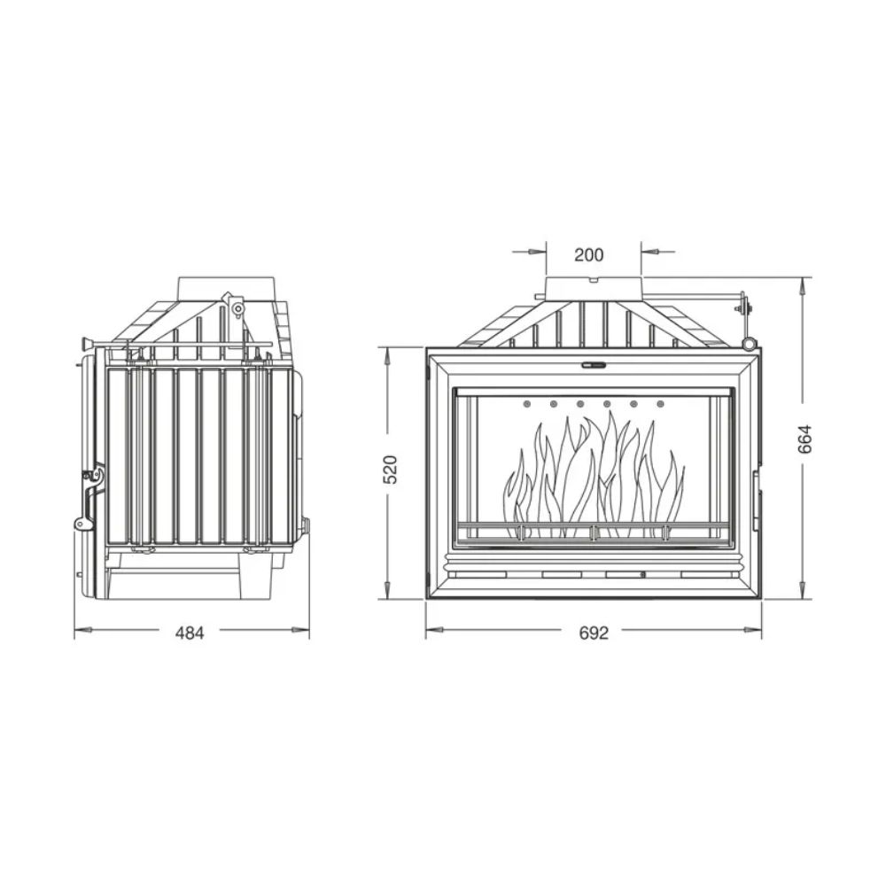 Wood Burning Fireplace UNIFLAM 700 OPTION ECO with damper, 10kW | Cast Iron Fireplaces | Wood Burning Fireplaces |