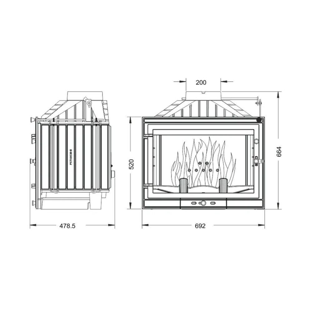 Wood Burning Fireplace UNIFLAM 700 STANDARD ECO with damper, 10kW | Cast Iron Fireplaces | Wood Burning Fireplaces |