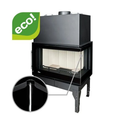 Wood Burning Fireplace UNIFLAM 760 EVO PBS with air ducts and air supply, bent glass, right side, 10kW - Wood Burning Fireplaces