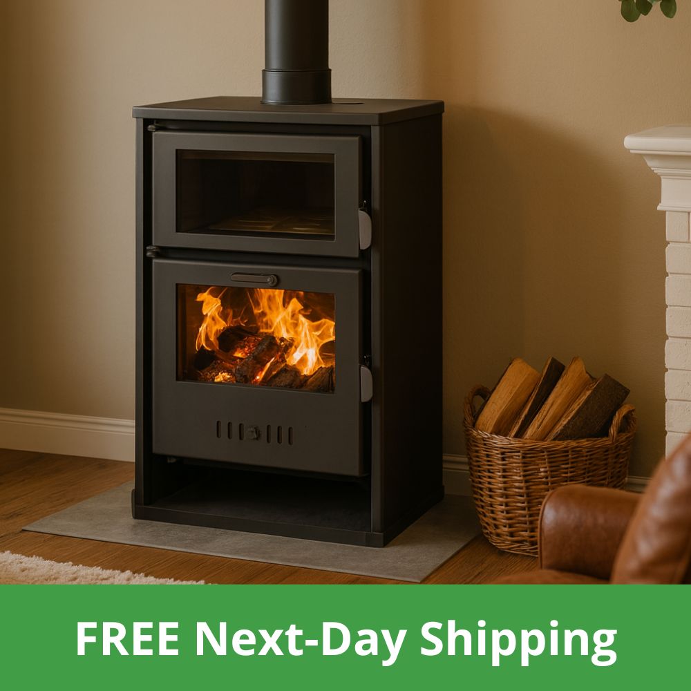 Wood burning stove with back boiler and oven Balkan Energy Suzana, 11.6kW - 17.5kW Wood burning stove with back boiler and oven Balkan Energy Suzana, 11.6kW - 17.5kW