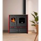 Wood cooker stove Prometey Perfect Eco Lux with right flue, burgundy, 7.5kW | Wood Burning Stoves With Oven | Wood Burning Stoves |