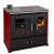 Wood cooker stove Prometey Perfect Practik Lux with left flue, burgundy, 9.5kW