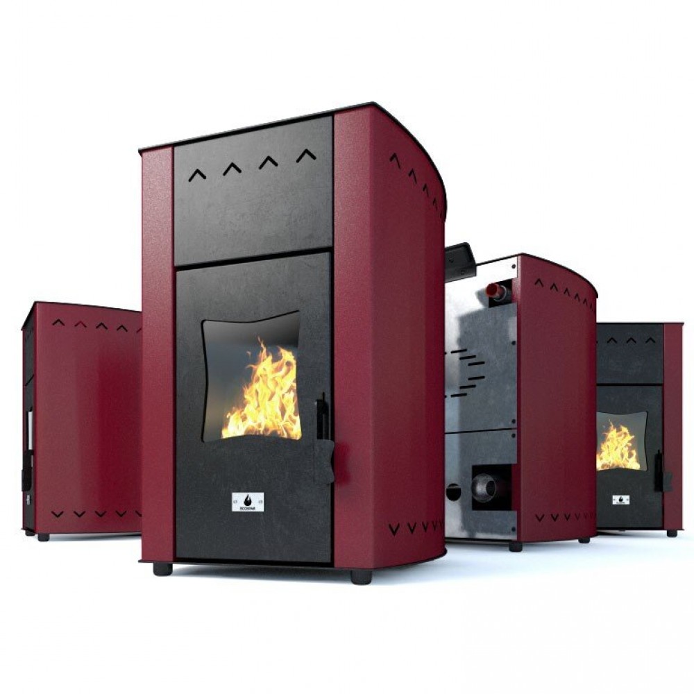 Pellet boiler stove Eco Spar Minima Bordeaux, 12kW | Pellet Stoves With Back Boiler | Pellet Stoves |