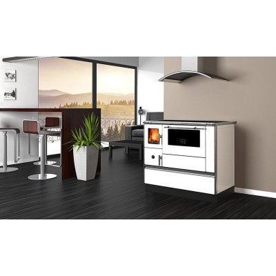 Wood burning cooker Alfa Plam Dominant 90H White, 6.5kW - Cookers