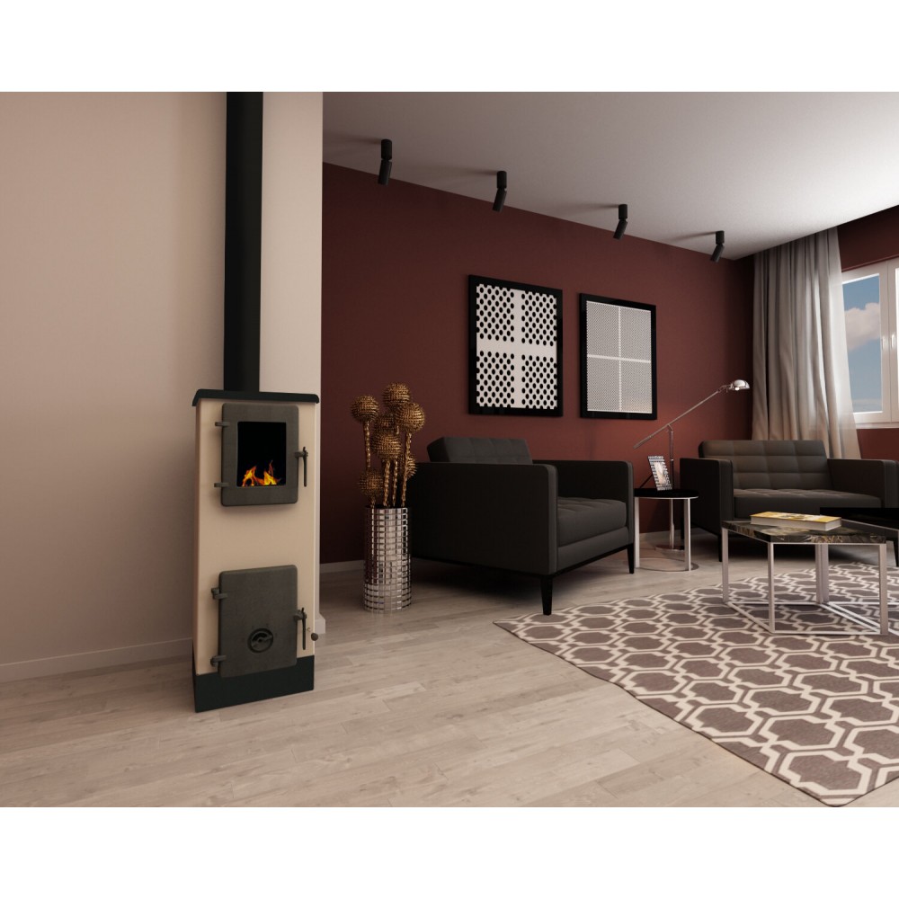 Wood burning stove with cast iron door Alfa Plam Vulkan S, 4kW, Log | Cast Iron Wood Burning Stoves | Wood Burning Stoves |