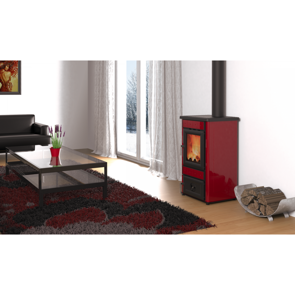 Wood burning stove Alfa Plam Lara Red 8kW, Log | Wood Burning Stoves | Stoves |