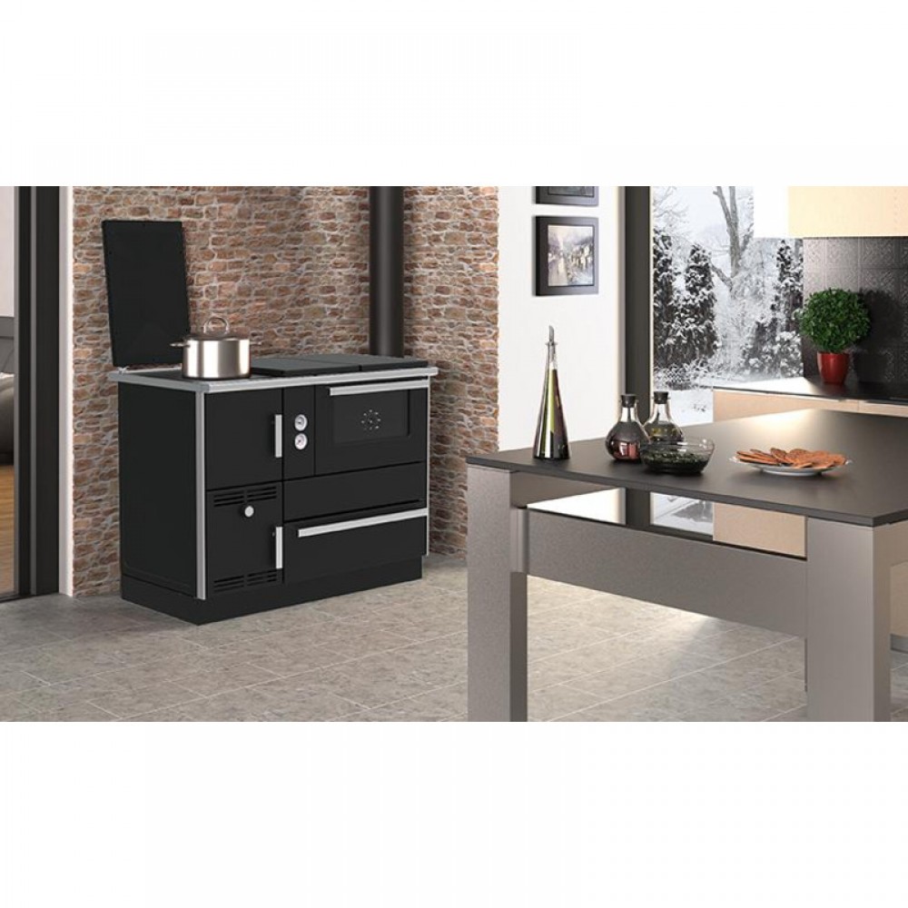 Wood burning cooker with back boiler Alfa Plam Alfa Term 35 Anthracite-Left, 32kW | Cookers | Wood |
