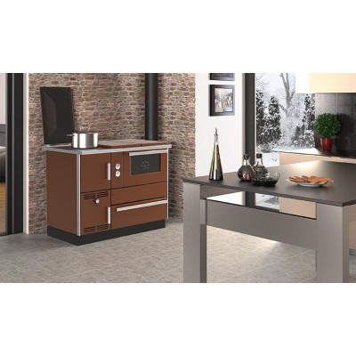Wood cooker stove with back boiler Alfa Plam Alfa Term 35 Brown, 32kW - Wood Burning Stoves