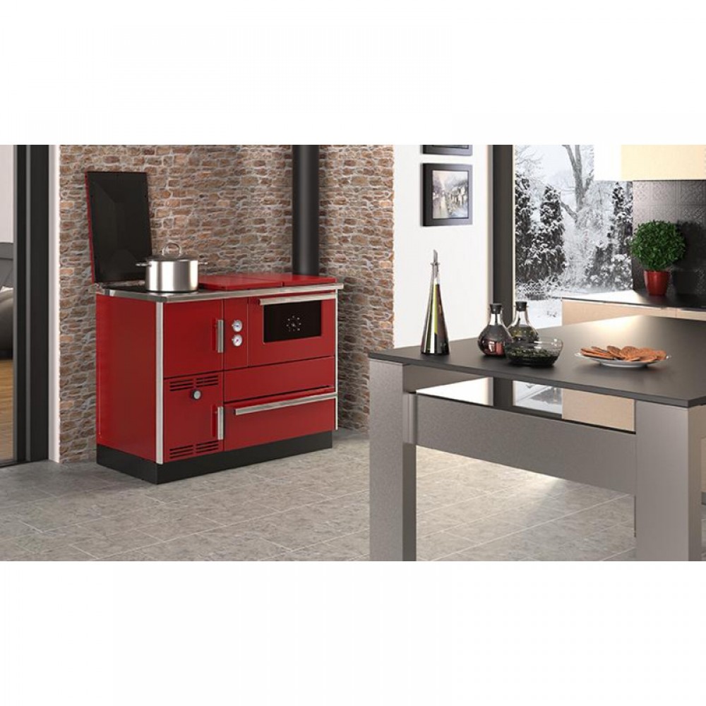 Wood burning cooker with back boiler Alfa Plam Alfa Term 35 Red-Left, 32kW | Cookers | Wood |