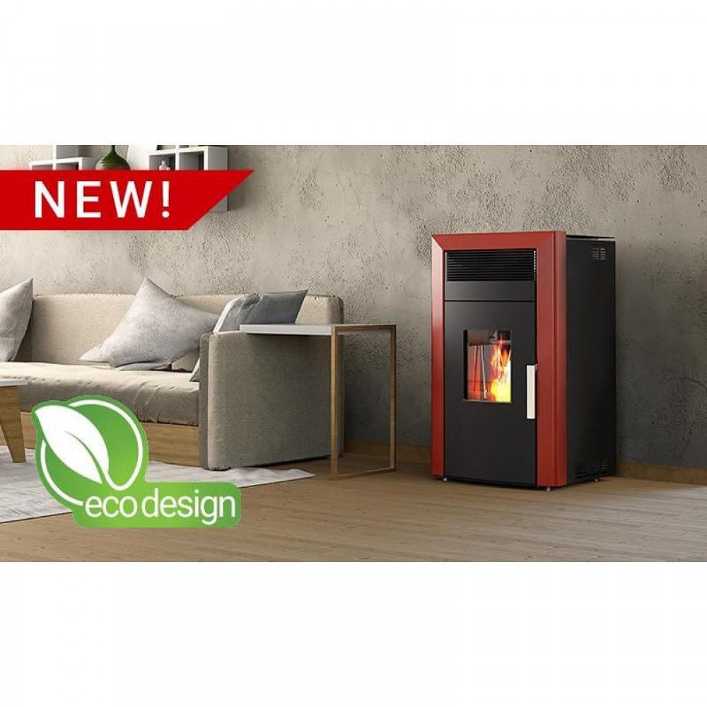 Pellet stove with back boiler Alfa Plam Commo 12 Red, 12kW | Pellet Stoves With Back Boiler | Pellet Stoves |