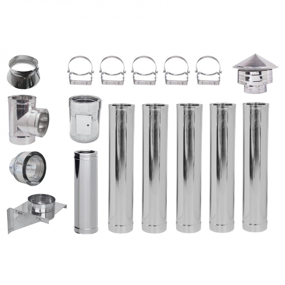 Flue kit Stainless steel Insulated Ф130 (inner diameter), 6.7m | Flue Kits | Chimney |
