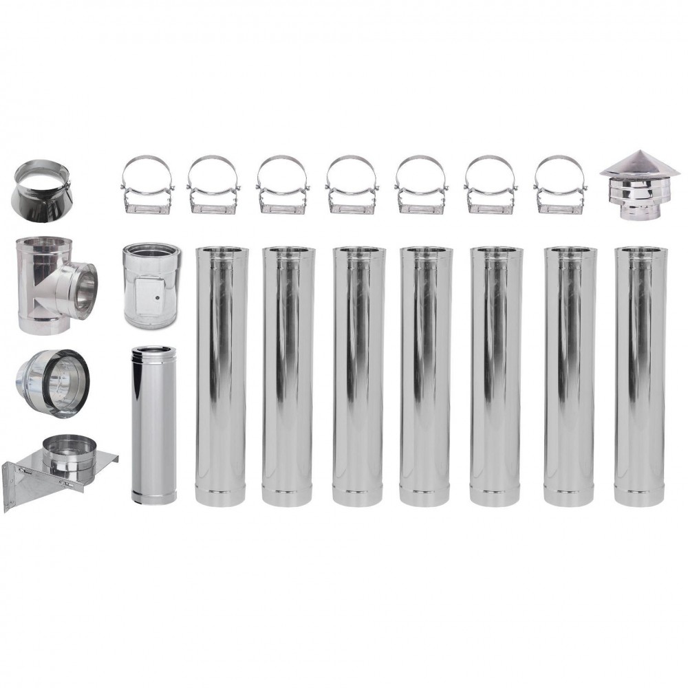 Flue kit Stainless steel Insulated Ф200 (inner diameter), 8.7m | Flue Kits | Chimney |