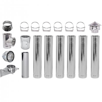 Chimney kit Stainless steel Insulated Ф200 (inner diameter), 7.7m - Special Offers