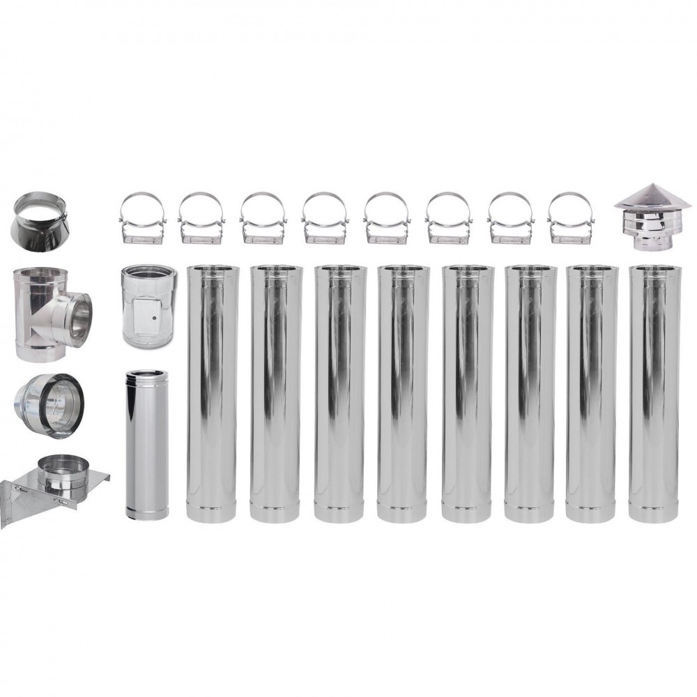 Flue kit Stainless steel Insulated Ф250 (inner diameter), 9.7m | Flue Kits | Chimney |