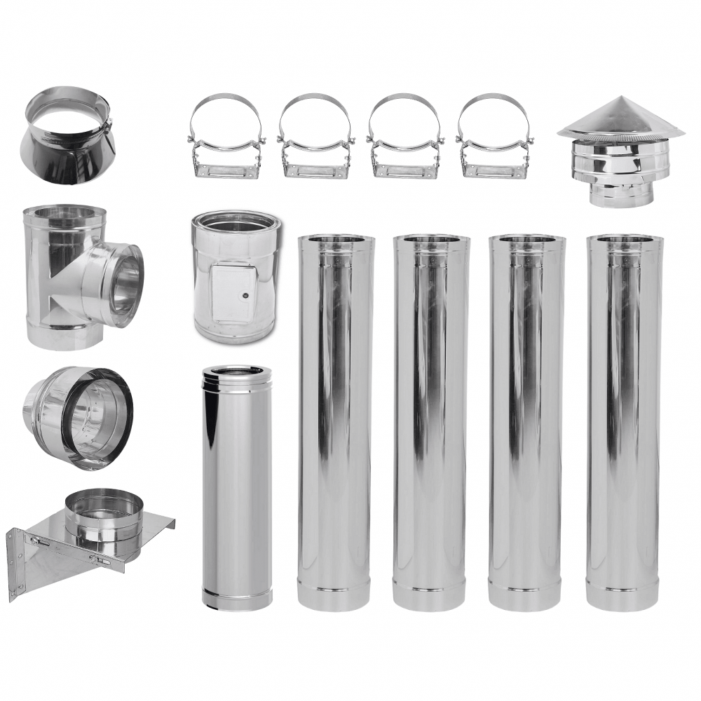 Flue kit Stainless steel Insulated Ф250 (inner diameter), 5.7m | Flue Kits | Chimney |