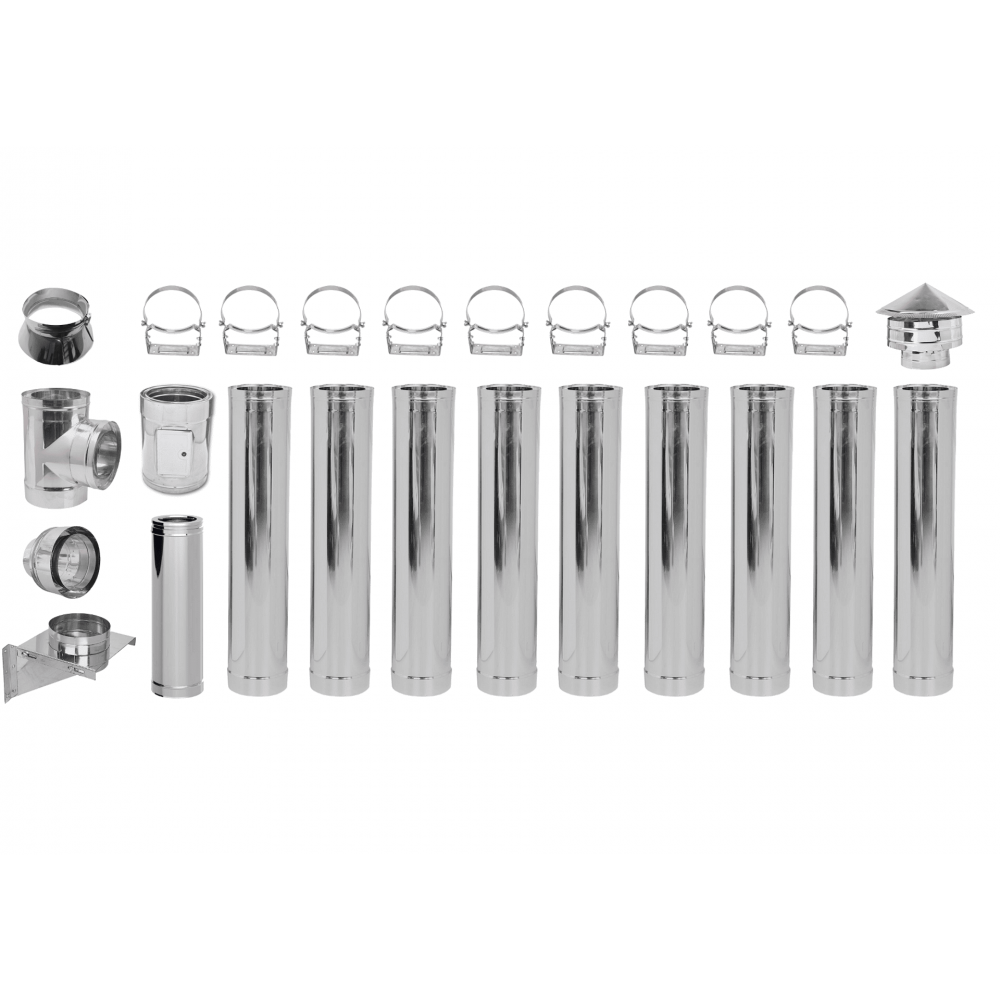 Flue kit Stainless steel Insulated Ф300 (inner diameter), 10.7m | Flue Kits | Chimney |