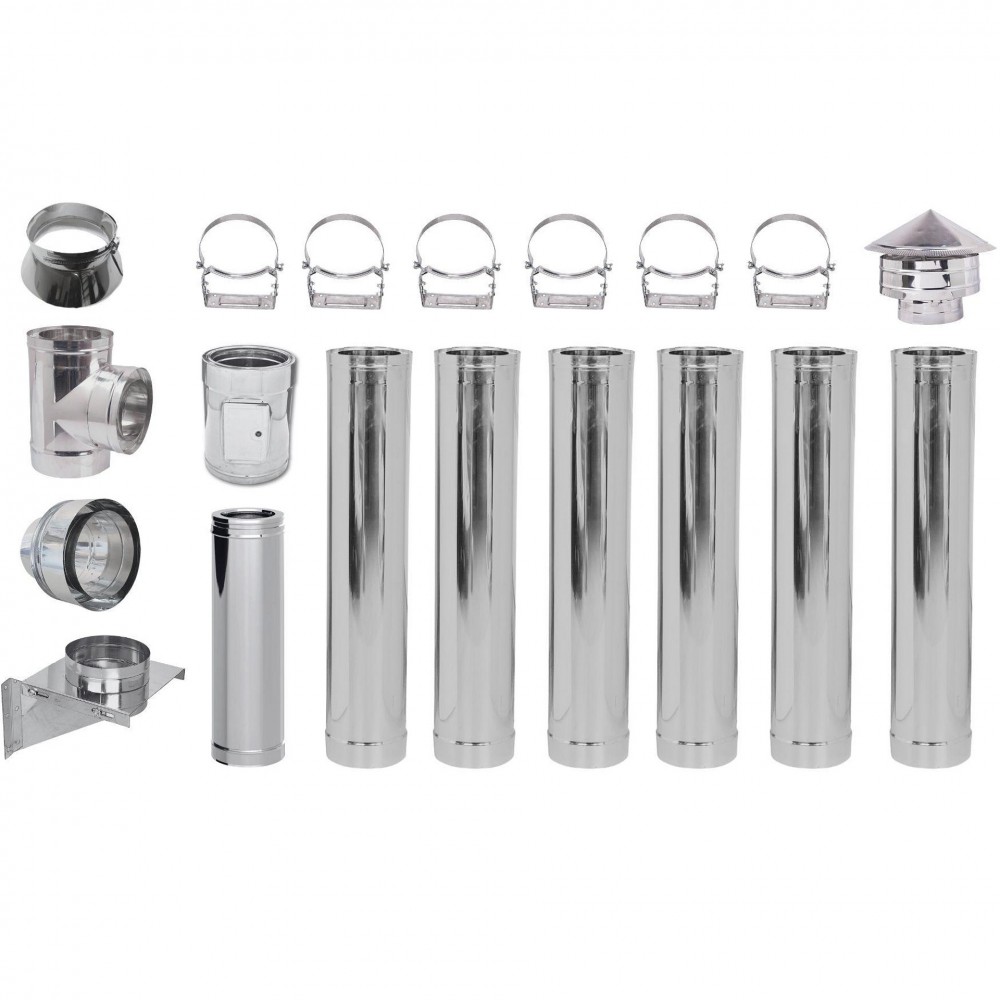 Flue kit Stainless steel Insulated Ф300 (inner diameter), 7.7m | Flue Kits | Chimney |