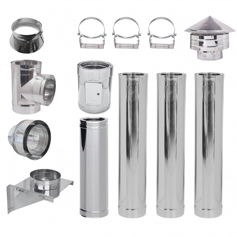 Flue kit Stainless steel Insulated Ф300 (inner diameter), 4.7m | Flue Kits | Chimney |