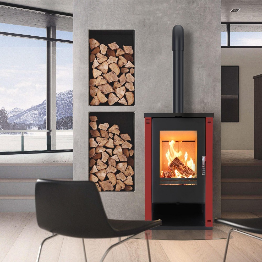 Wood burning stove Verso Theia, Bordeaux, 9kW | Wood Burning Stoves | Stoves |