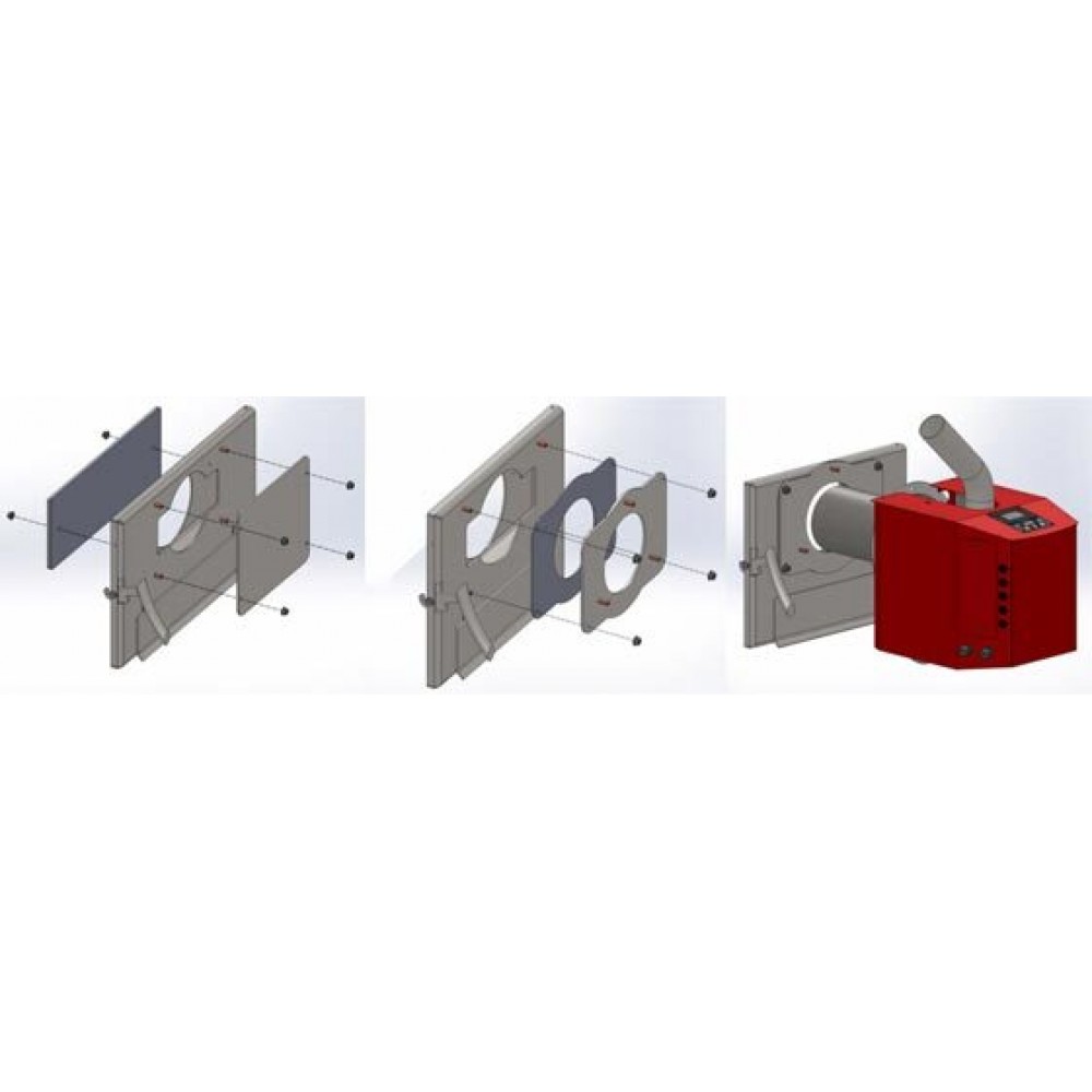 Mounting kit (Flange) for pellet burner BURNiT Pell 25 and wood stove furnaces Balkan Energy, BURNiT | Combustion Chamber for Pellet Burners | Pellet Burner Parts |